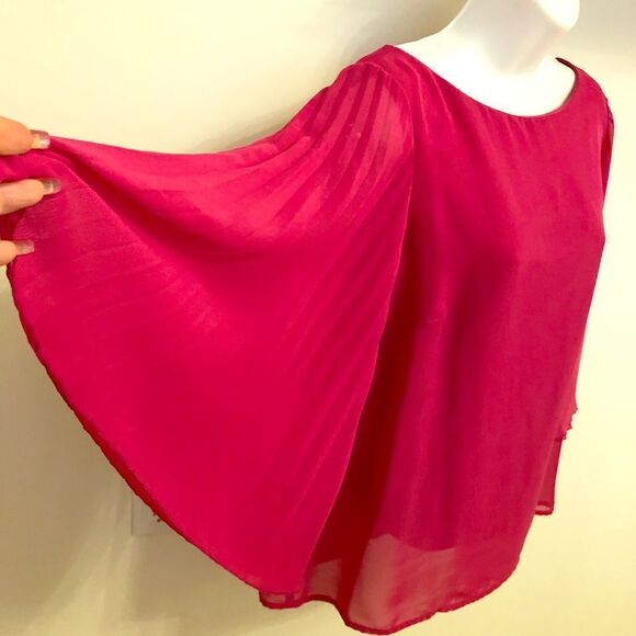 AB studio hop pink top with wing sleeves. Size: M - Picture 1 of 5
